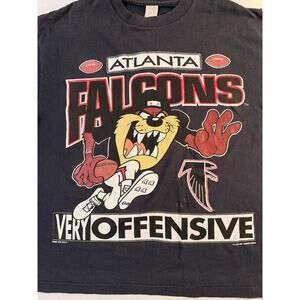VINTAGE 1993 TAZ Atlanta Falcon Men's XL Black shirt Looney Tunes Warner Bros.